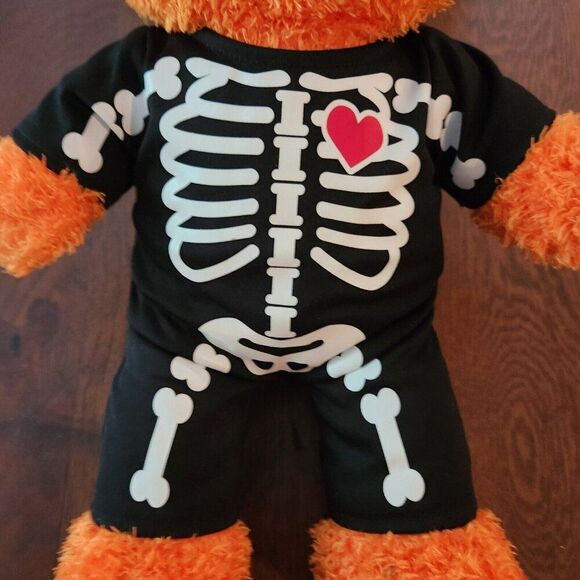 2016 BAB Halloween Pumpkin Jack O Lantern Vines Plush Bear In Skeleton Costume - Picture 3 of 7